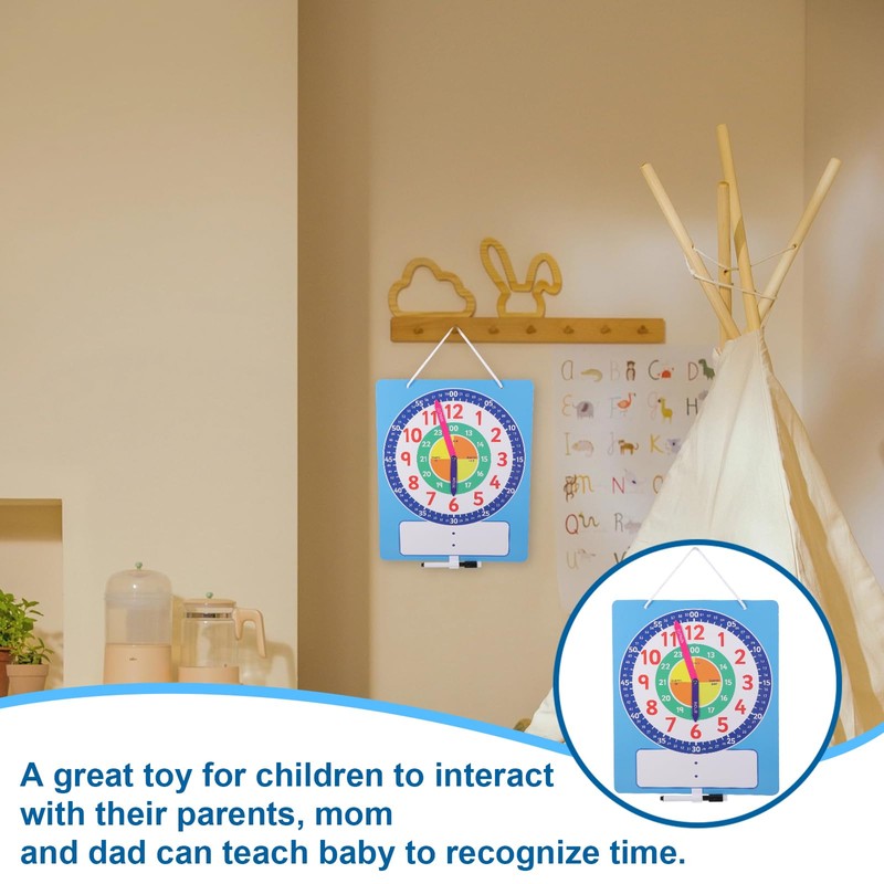 Lurrose Time Educational Aid Magnetic Clock Children Toy Clock Learning