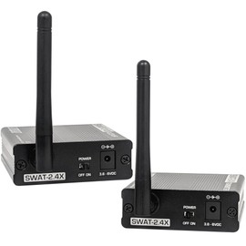 EARTHQUAKE SWAT-2.4X Stereo Wireless Audio Transceiver Set, Long Range, Low Latency, 64kHz/16-bit, 2.4GHz Wireless Adapter Kit for Subwoofers/Powered Speakers/Stereo/Soundbars, 3.5mm Interface