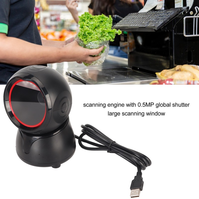 Desktop Barcode Scanner Global Shutter LED Indicator Prompt Tones Large