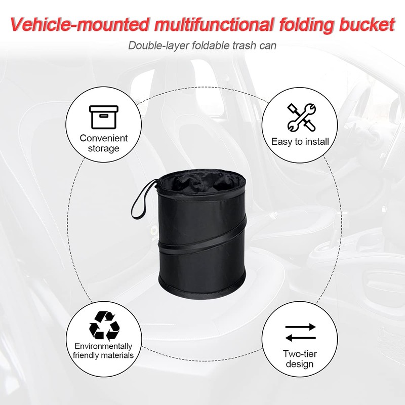 JNNJ Car Rubbish Bin, Foldable Retractable Multifunctional Car Rubbish Liner,