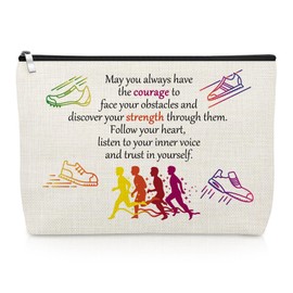 Running Lovers Makeup Bag Inspirational Gifts for Woman Marathon Runner Gifts Running Cosmetic Bag Christmas Birthday Presents for Fitness Gym Training Exercise Runner Coach Teams Travel Zipper Pouch
