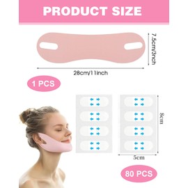 TPZORJX 80 Stück Facelifting Aufklebers für Frau,mit 1 V-Linienmaske，Unsichtbare Facelifting Tape, Lift Gesicht Aufkleber Verbergen von Gesichtsfalten Lifting Schlaffe Haut Make-up-Facelifting-Tools