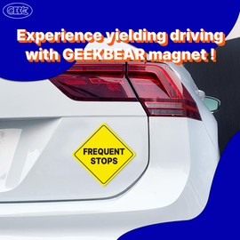 GEEKBEAR Delivery Driver Frequent Stops Car Sign - Sticker or Magnet & Color Options, Weather-Resistant - Diamond Shape 6.8 x 6.8 in (Yellow, Reflective Magnet)