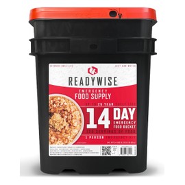 ReadyWise Emergency Food Supply - 14 Day, 150 Servings Emergency Freeze Dried Food Bucket, Protein Meals, Camping Essentials, Survival Kit, Disaster Prepping Supplies, up to 25 Year Shelf Life