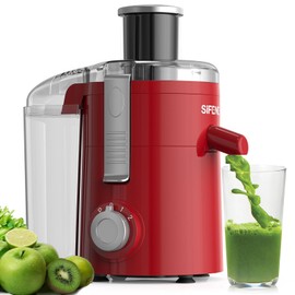 Juicer Machines, SiFENE Compact Centrifugal Extractor, Juice Maker for Vegetable and Fruit with 3 Speed Setting, Non-BPA, Easy to Clean, Red