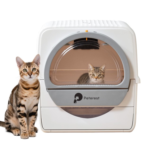 Peterest Semi Automatic Self Cleaning Cat Litter Box,Pull and Scoop,No