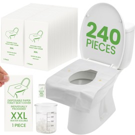 LemonRoad 240 Pack Individually Wrapped Toilet Seat Covers Disposable Flushable for Travel Full Coverage Paper Liners for Public Bathroom & Camping & Airports(16.5 × 22.1 Inch)