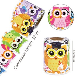 Whaline Colorful Owl Bulletin Board Border Cute Cartoon Owl Die Cut Trim Border Roll for Classroom Back to School Chalkboard Decor