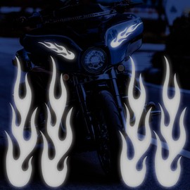 ZWYYW Flame Decals for Cars, Gray Flame Stickers for Helmet, Reflective Decals for Motorcycles Bike Skateboard Decoration, 4 PCS