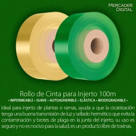 Mercader Digital Cinta De Injerto 2cm X 100mts Para Amarre De Plantas Ramas
