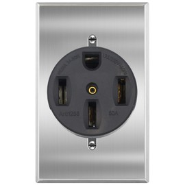 NEMA 14-50R Power Outlet 3P, 4W, Flush Mounting Receptacle, Straight Blade, Industrial Grade, Grounding, Side Wired, Steel Strap UL Listed micmi (NEMA 14-50R w/Rectangle wallplate)