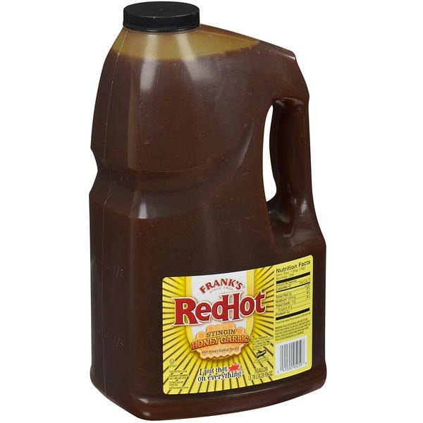 Frank's RedHot Stingin' Honey Garlic Sauce, 1 gal - One Gallon Bulk Container of Stingin' Honey Garlic Sauce for Entrees, Sides, Veggies, Wings, Bar Bites, and Dipping Sauces