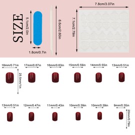 NICENEEDED 24PCS Cherry Red Fake Nails, Short Press on Nails Glossy Reusable False Nails, Full Cover Stick on Nails Tip Acrylic Nails Glue on Nails for Women DIY
