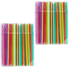 200 PCS Plastic Straws Flexible and Durable 8 Assorted Colors 19cm Length 80g Lightweight for Daily Use Parties and Beverages