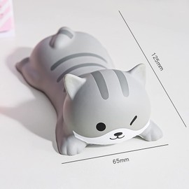 Bonito Teclado de Muñeca de Estilo Animal de Dibujos Animados, Almohadilla de Muñeca, Alfombrilla de Ratón Ergonómica Suave, Alfombrilla de Muñeca para Suministros de Oficina (gato gris)