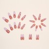 JUSTOTRY 24 Pcs Flame False Nails Long,Pink French Press on