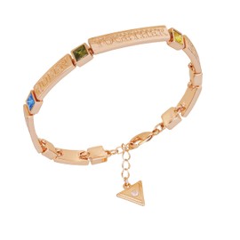 GUESS Goldtone Rainbow Glass Stone Line Bracelet