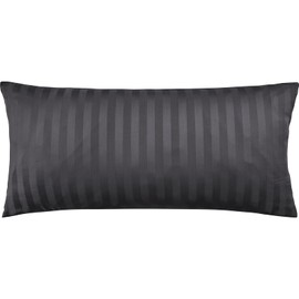 Pure Label Mako Satin Damask Striped Pillowcase 40 x 80 cm, 100% Cotton in Dark Grey, Incredibly Soft Cushion Cover, Matches Our Bed Linen Sets