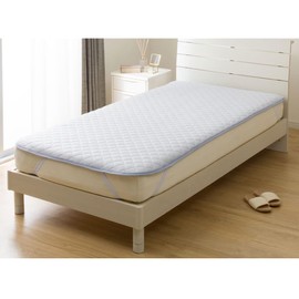 Nitori N Cool Bed Pad Blue (Single Size) with Elastic Band Can be Used as Futon