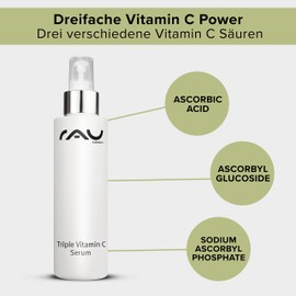 RAU Cosmetics Triple Vitamin C Serum 100 ml - High Dose Vitamin C Anti-Ageing Serum with 3 Vitamin C Acids & Irish Moss - Moisturiser Face Serum - Dry, Mature, Normal Skin & Combination Skin