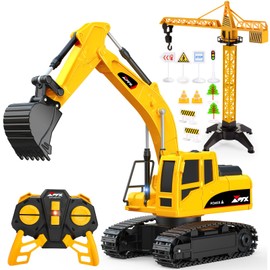 HappyGoLucky Remote Controlled Excavator, 2.4 GHz RC Excavator Toy from 3-8 Years Boy, Car Children's Toy Digger Toy Cars Birthday Construction Vehicle Gift for Children