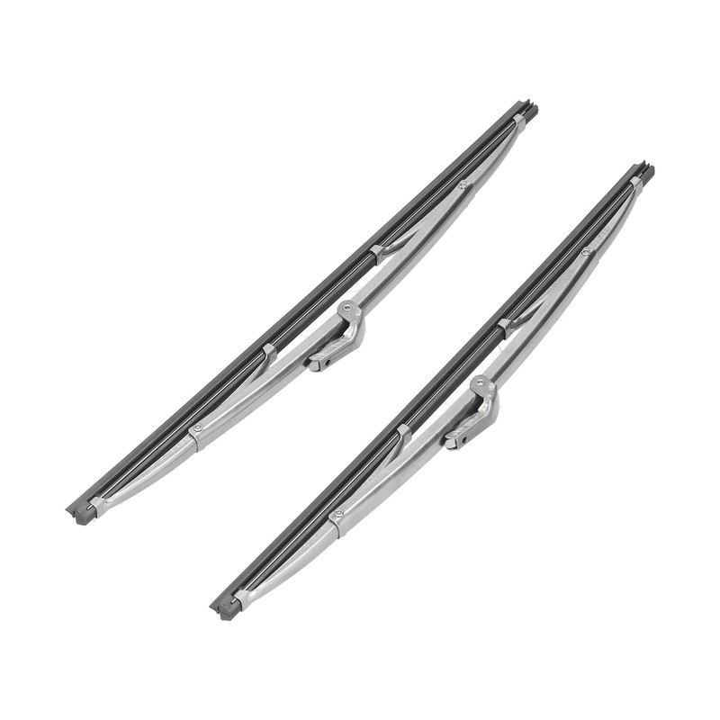 12in/30.48cm Front Windshield Wiper Blades Stainless Steel Polished Silver Universal