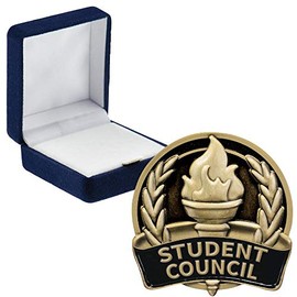 Crown Awards Scholastic Student Council Pins, Scholastic Student Council Pin with Blue Velvet Presentation Case, 30 Pack, Prime