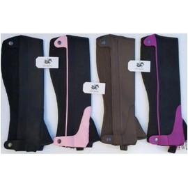Adult Unisex Horse Riding Equestrian Half Chaps Amara Fabric (Pink, Extra Large)