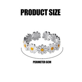 Peysaitr Adjustable Daisy Eternity Ring,Open Adjustable Ring, Dainty Band Ring, Statement Rings Finger Ring, Silver Thumb Rings,Thumb Wrap Around Leaf Ring for Women Girls