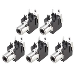 sourcing map PCB Panel Mount Single RCA Socket Female Jack Audio Video AV Connector Black 2pins 5Pcs
