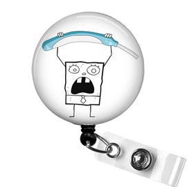 Me Hoy Minoy Badge Reel, Funny Cartoon-Inspired Retractable ID Holder for Nurses and Hospital Staff, Cute Sponge Meme Work Badge, Durable Swivel Clip, Perfect Gift for DoodleBob Fans