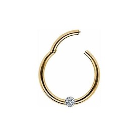 Piercing Clicker I Real Diamond I Real 585 Yellow Gold I Dimensions: 1.0 x 8 mm I Nose Ear Chest Intimate I Buy Online Shop Jewellery I 46012-8, Diamond Gold Diamond, Diamond