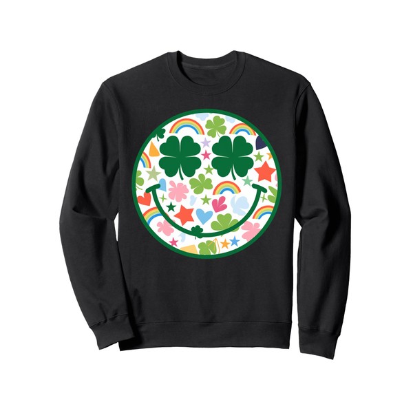 Smile Face Lucky Charm Saint Patrick's Day Shamrock Sweatshirt