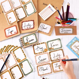 144 Pieces Rainbow Name Tag Stickers for Kids Students Rainbow Adhesive Name Stickers Tag Desk Labels in 6 Designs for Classroom School Office, 3.5 x 2.5 Inches