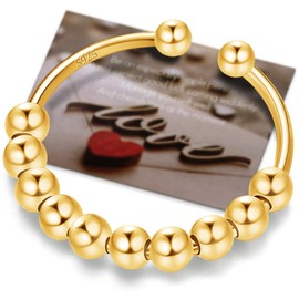 Anxiety Ring Silver 925 Stress Ring Women's Fidget Ring Women's Gold, Stress Ring Silver Rings 925 Women Anxiety Ring Silver Fidget Ring Spinner Ring Anxiety Rings Gold Adjustable Rings for Women,