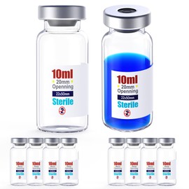 Sterile Empty Vials with Self Healing Injection Port,with Aluminum Cap,Sterile Package ZHANXUBIO (10,10ml)