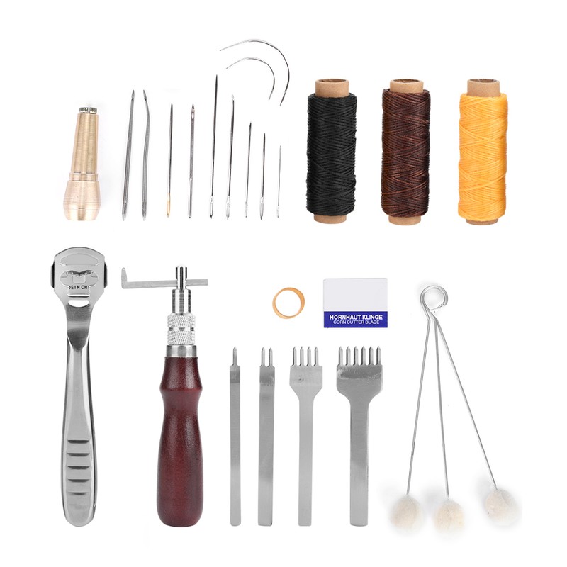 21Pcs DIY Handmade Leather Crochet Hook Needles Sewing Craft Tool