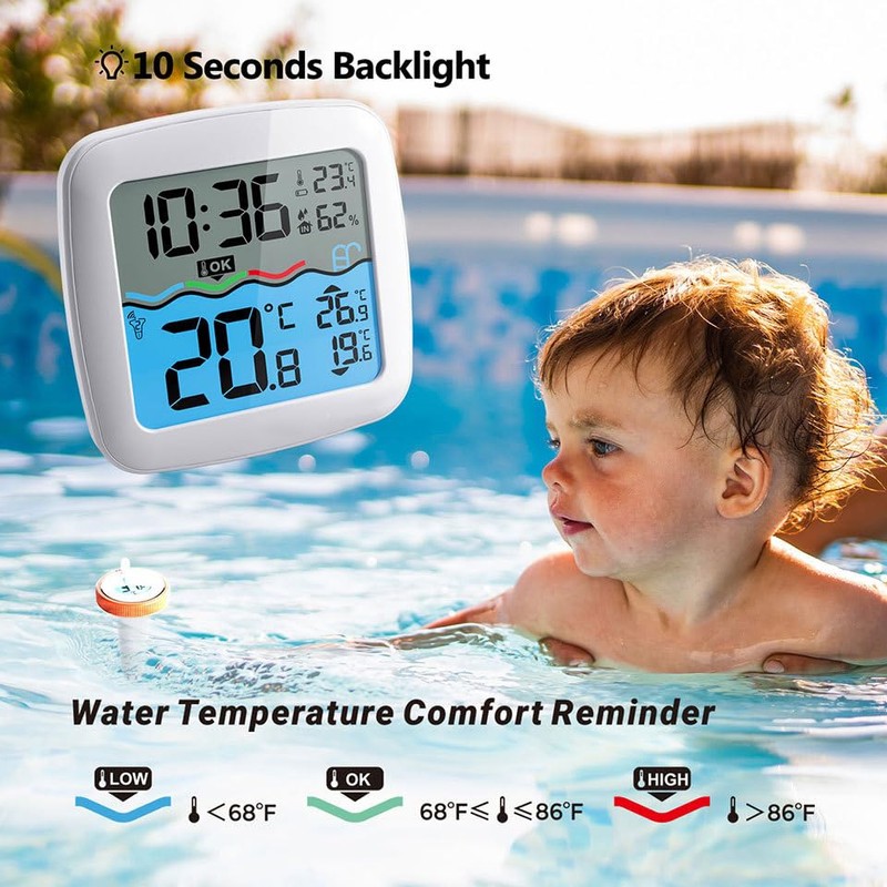 Digital Pool Thermometer, Floating Easy Read, Large Size Water Thermometer