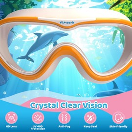 Yimserk Kids Swim Goggles for Kids 6-14, Anti-Fog & UV400 Lens, Comfortable Silicone Design with Leak-Proof Seal, Self-Adjusting Strap, Includes Nose Clip & Earplugs, Vibrant Colors with Travel Case
