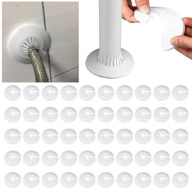 Pack of 50 Heating Pipe Rosette Pipe Covers, Folding Rosette White Rosettes Pipe Collars Heating Pipe Cover for Radiator Pipes Heating Pipes (16-40 mm Universal)