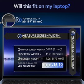 Magnetic Laptop Privacy Screen 13.3 Inch for 16:10 Computer Monitor, 13" Removable Anti Glare Protector Blue Light Filter Shield Film Compatible with Lenovo/Hp/Dell/Acer/Asus/Thinkpad/Envy/Xps/Toshiba