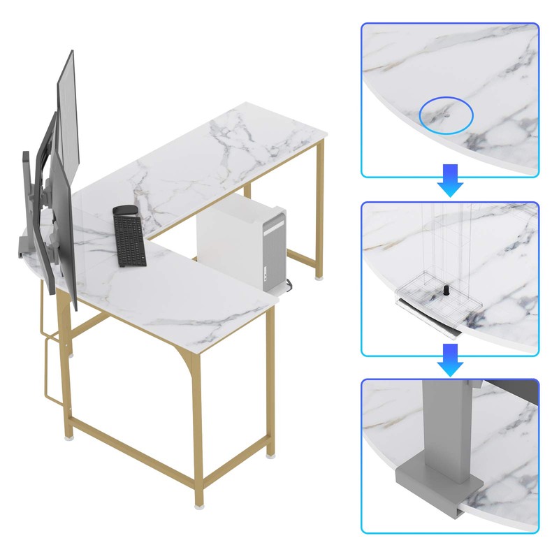 Teraves Reversible L Shaped Desk White - 66.1" Corner Gaming