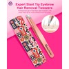 Expert Slant Tip Tweezers with Leather Case, GlamTweeler Sharp &