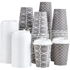 Disposable Coffee Cups With Lids 20 Oz 100 Sets To Go Coffee Cups Paper Coffee