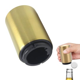 Novotend - Destapador de Cerveza Magnetico, Abridor de Botellas Automatico de Acero Inoxidable, Abrebotellas de Cerveza Facil de Usar, Abre Sodas Regalo para Hombre (Dorado)
