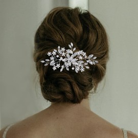 Fanvoes - Accesorios para el pelo de boda, peineta para novias y novias - Decoración de joyería vintage de plata con diamantes de imitación de cristal marfil para madre de novia, dama de honor, mujeres y niñas