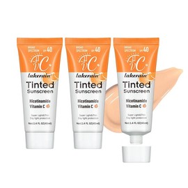 Tinted Sunscreen, 3 Counts Waterproof Sunscreen with Vitamin C & Niacinamide, Sweat-proof & Non-sticky Sunscreen, Moisturizing Sunscreen for Women & Men