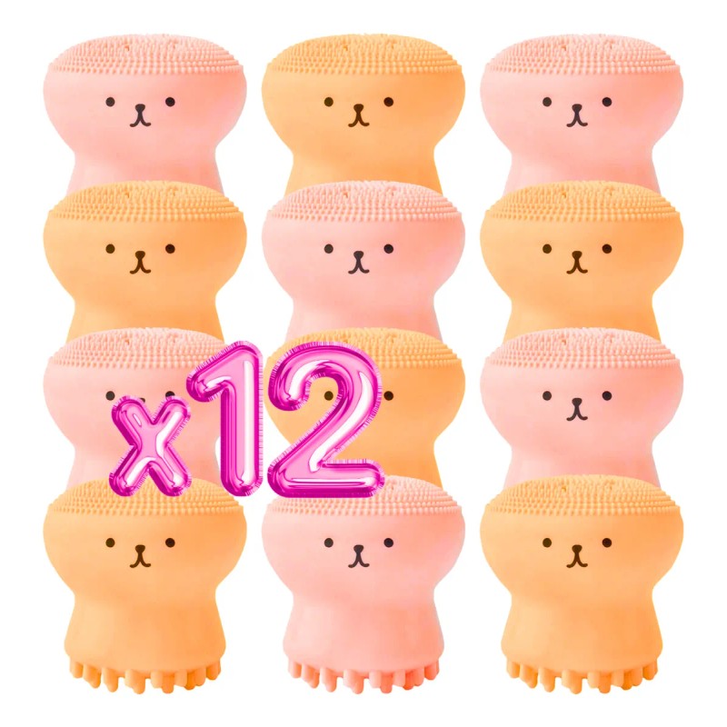 Cepillo Pulpo Masaje Exfoliante Facial Silicona Pack 12pz F