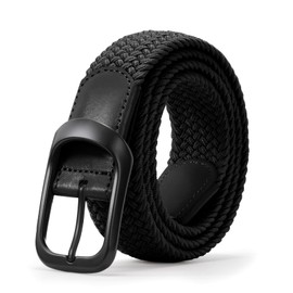 JASGOOD Men Elastic Braided Woven Belt, Casual Stretch Golf Belt for Jeans Pants