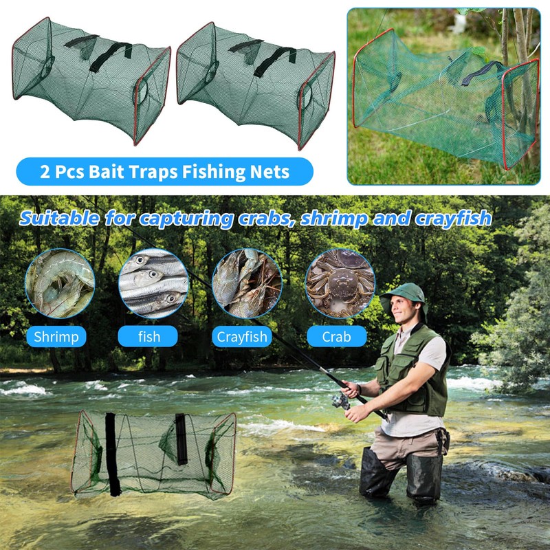 Bait Traps Fishing Nets, Foldable Nylon Fishing Supplies Tool for